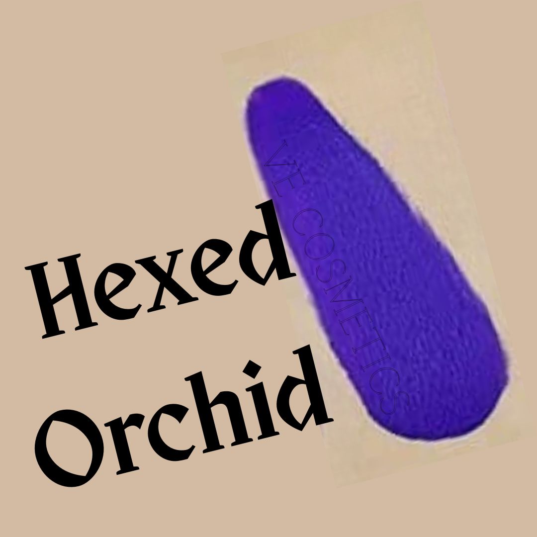 VE Cosmetics Liquid Moisture Lipstick in Hexed Orchid a swatch showing a  vivid cool violet