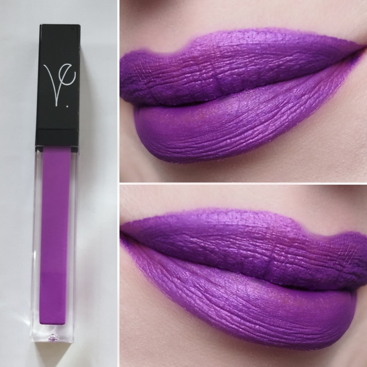 metallic purple gothic lipstick vegan swatch